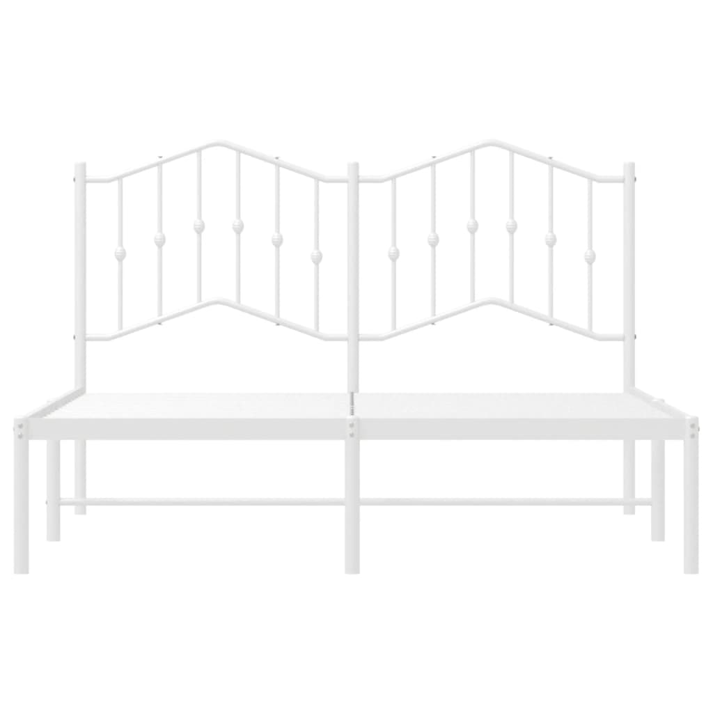 White Metal Bed Frame with Headboard 140x200cm - No Mattress
