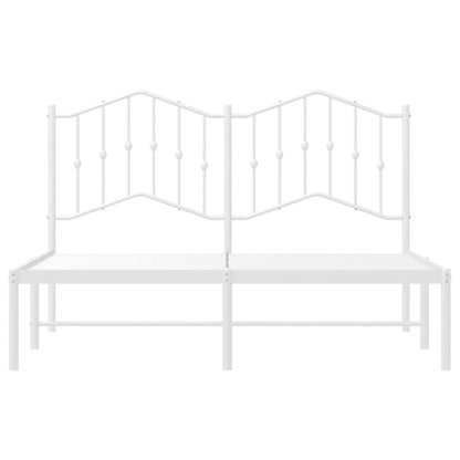 White Metal Bed Frame with Headboard 140x200cm - No Mattress