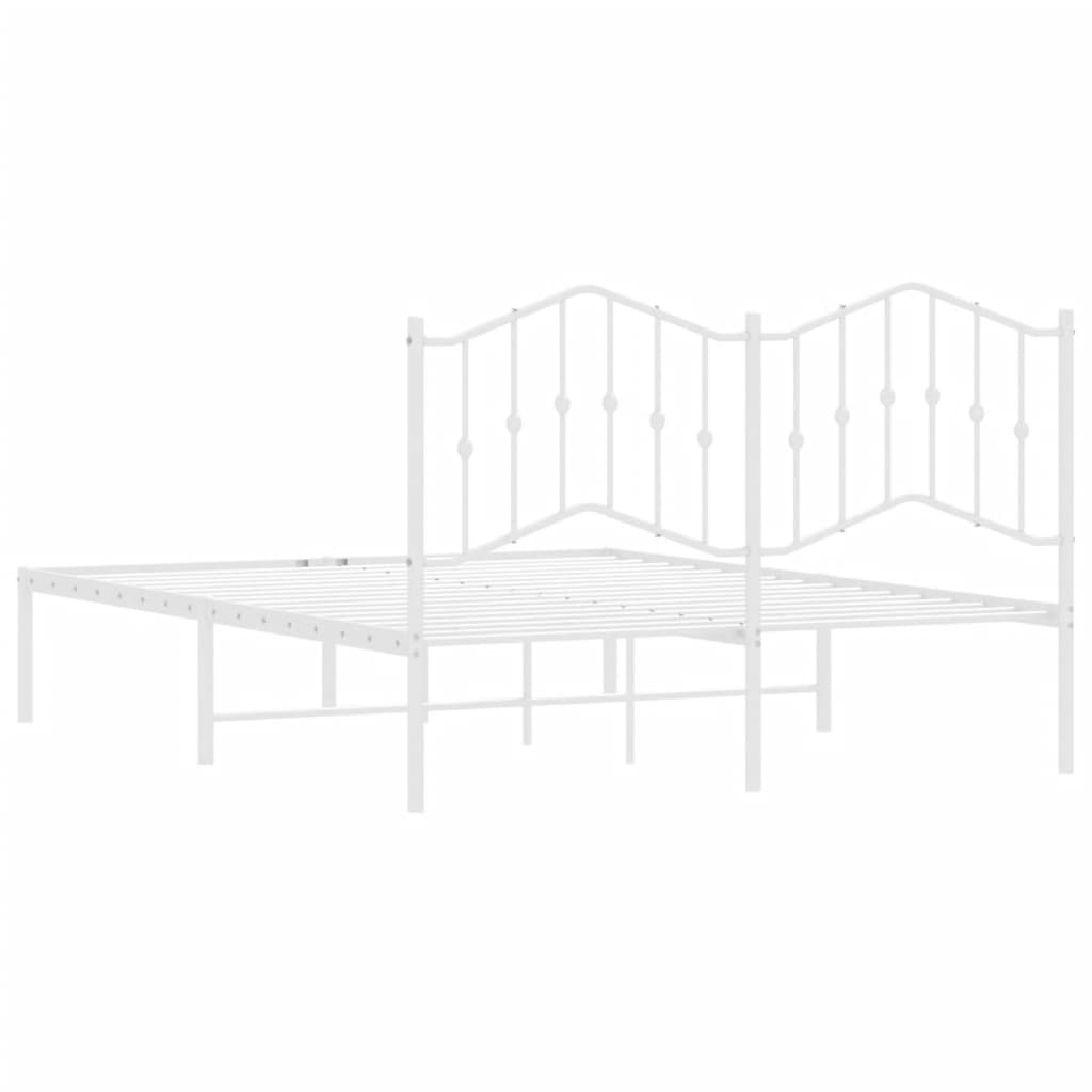 White Metal Bed Frame with Headboard 140x200cm - No Mattress