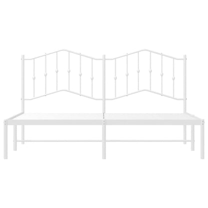 White Metal Bed Frame with Headboard - 183x213cm, No Mattress