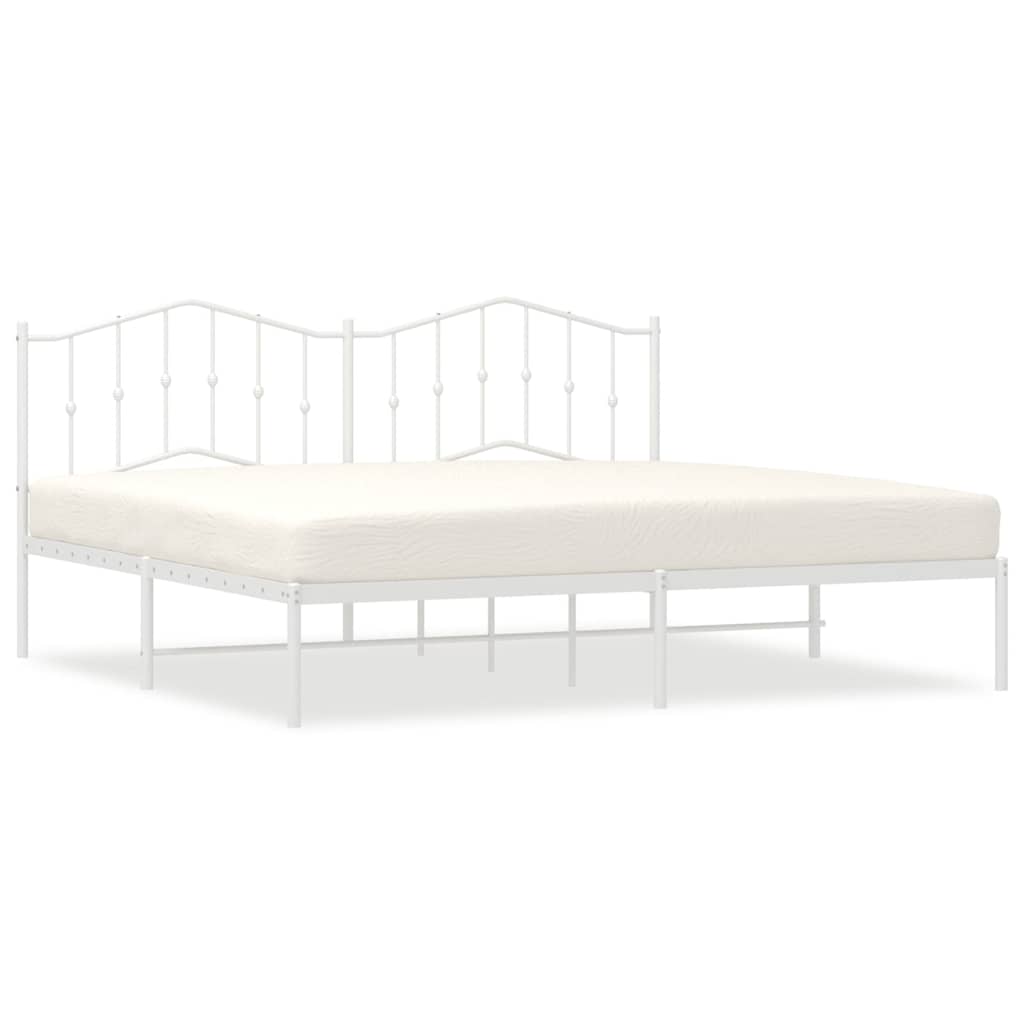 White Metal Bed Frame with Headboard - 193x203cm