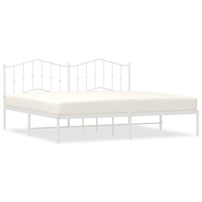 White Metal Bed Frame with Headboard - 193x203cm