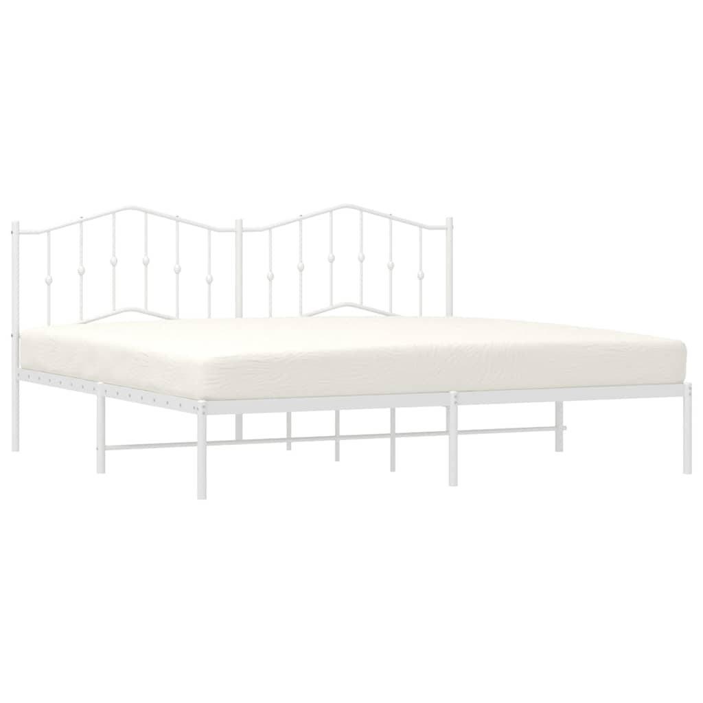 White Metal Bed Frame with Headboard - 193x203cm