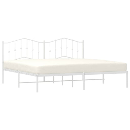 White Metal Bed Frame with Headboard - 193x203cm