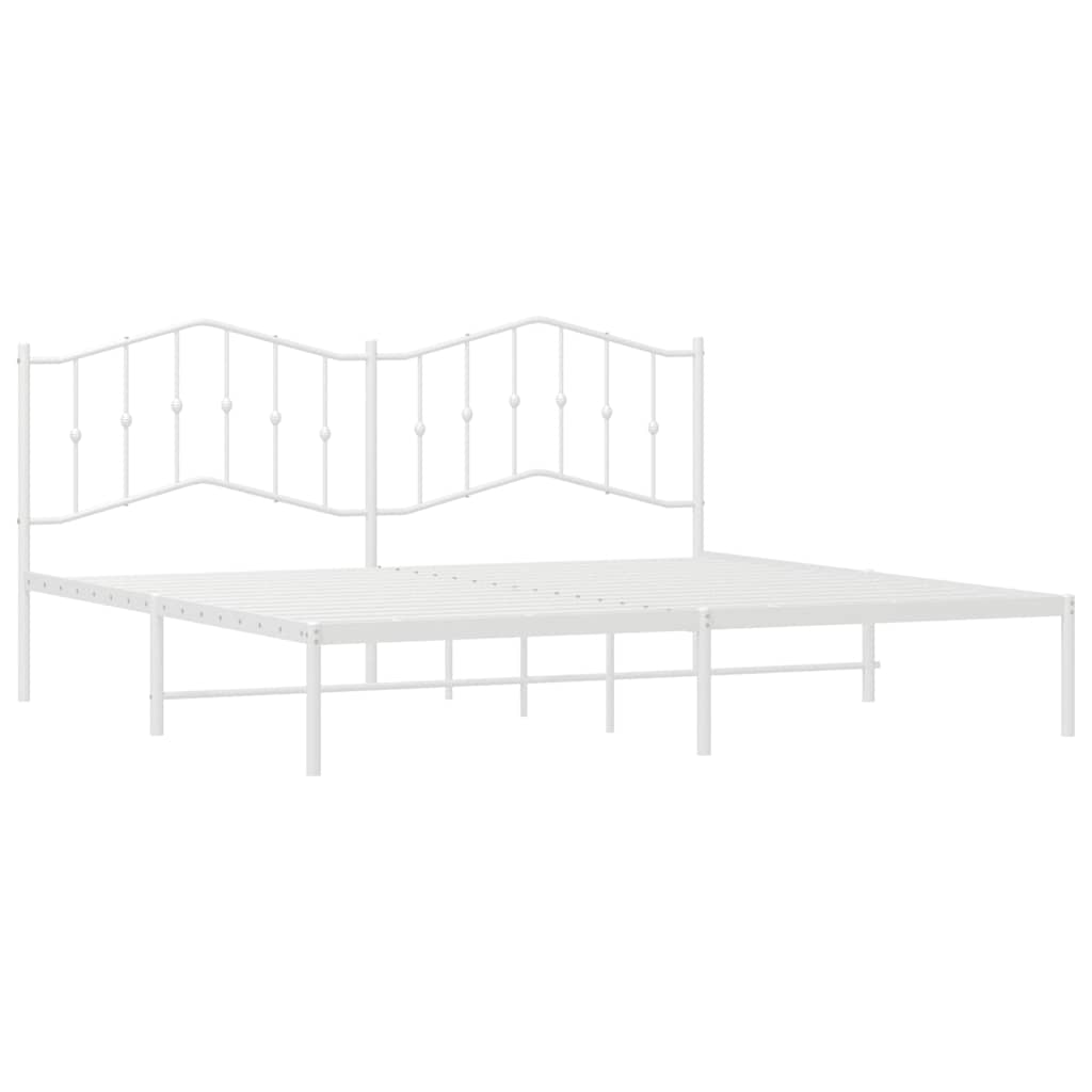 White Metal Bed Frame with Headboard - 193x203cm