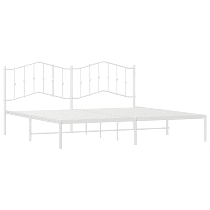 White Metal Bed Frame with Headboard - 193x203cm