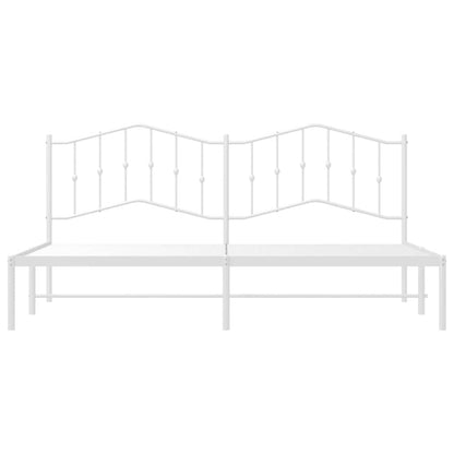 White Metal Bed Frame with Headboard - 193x203cm