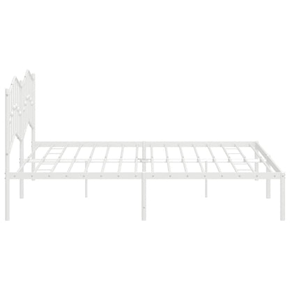 White Metal Bed Frame with Headboard - 193x203cm