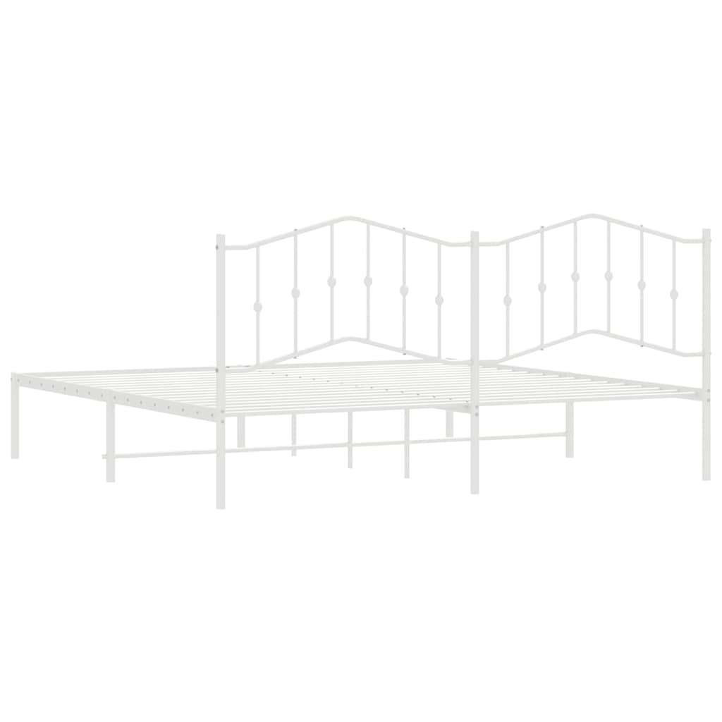 White Metal Bed Frame with Headboard - 193x203cm
