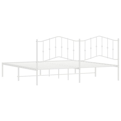 White Metal Bed Frame with Headboard - 193x203cm