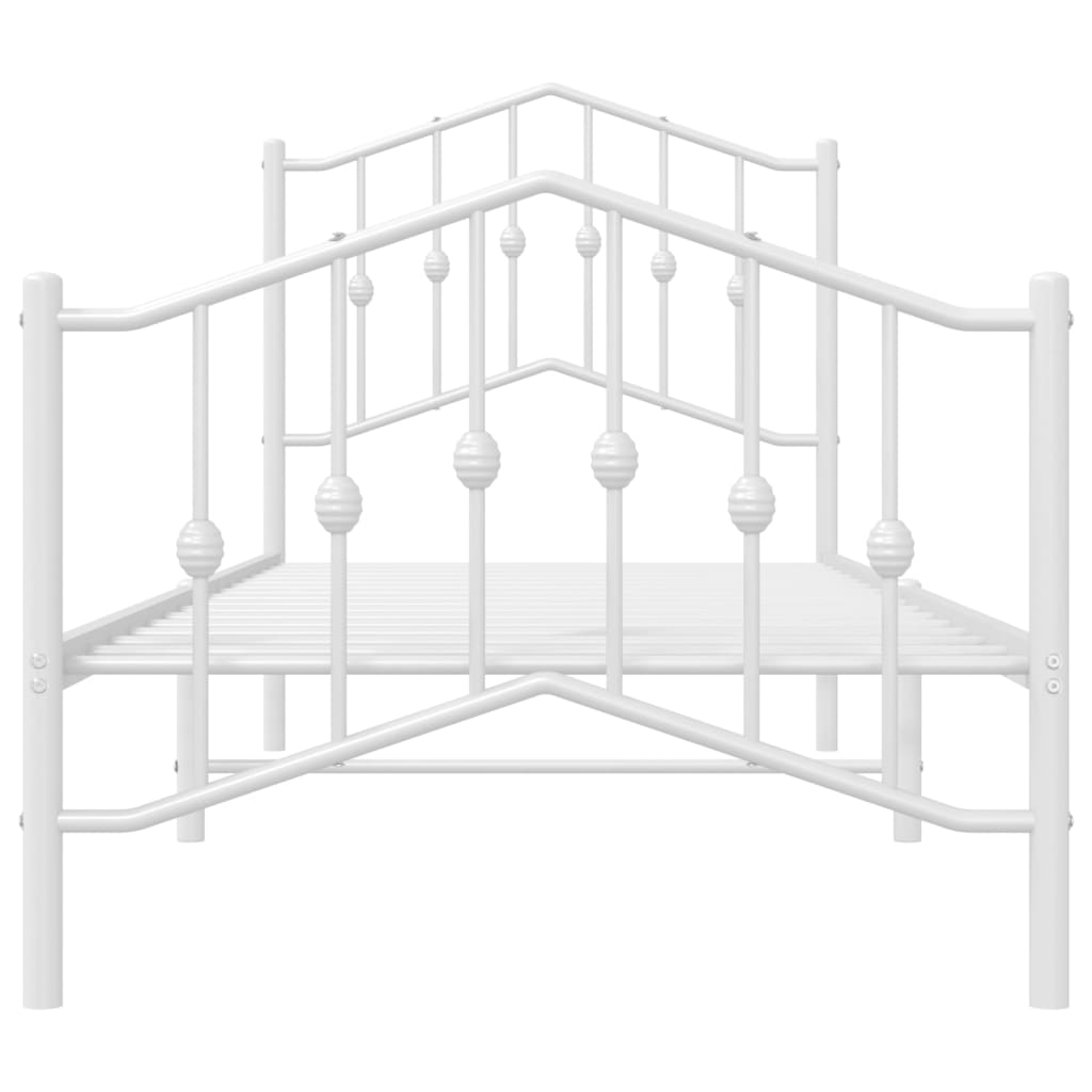White Metal Bed Frame with Footboard - 80x200cm Sturdy Design