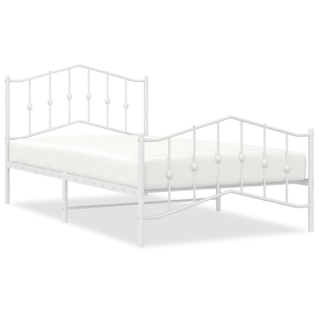 White Metal Bed Frame with Footboard - 107x203cm