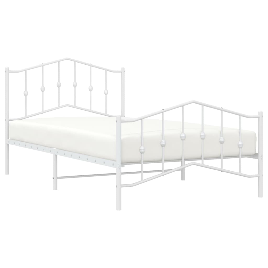 White Metal Bed Frame with Footboard - 107x203cm