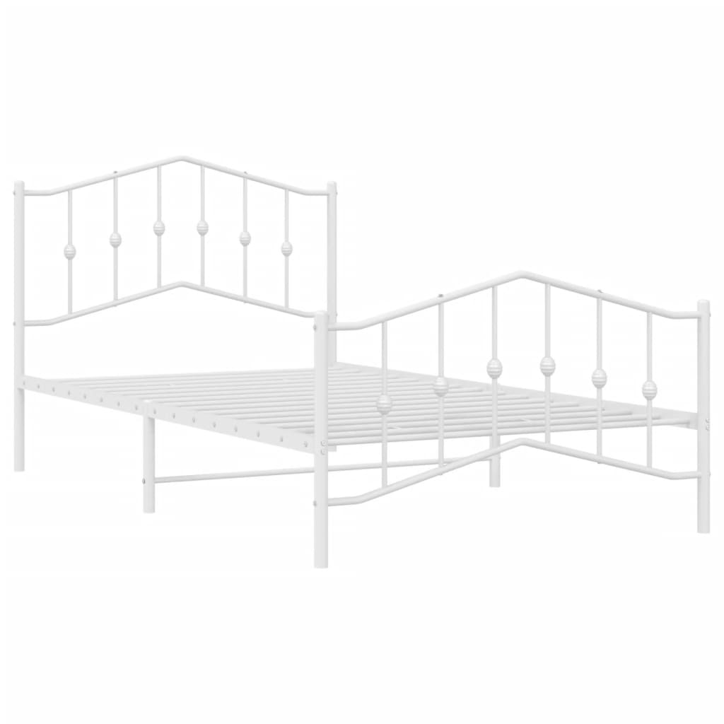 White Metal Bed Frame with Footboard - 107x203cm