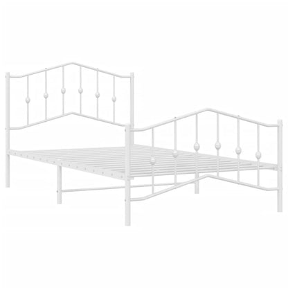 White Metal Bed Frame with Footboard - 107x203cm
