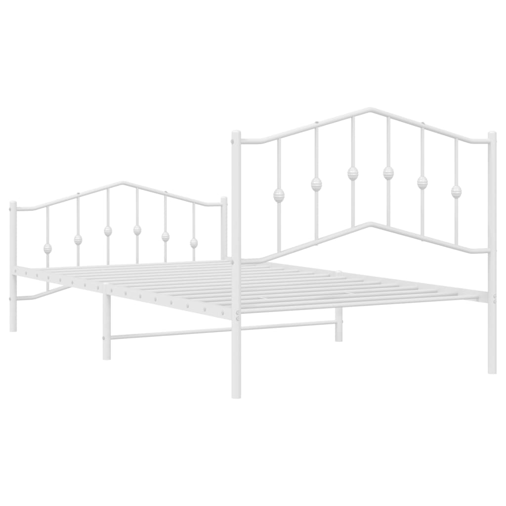 White Metal Bed Frame with Footboard - 107x203cm