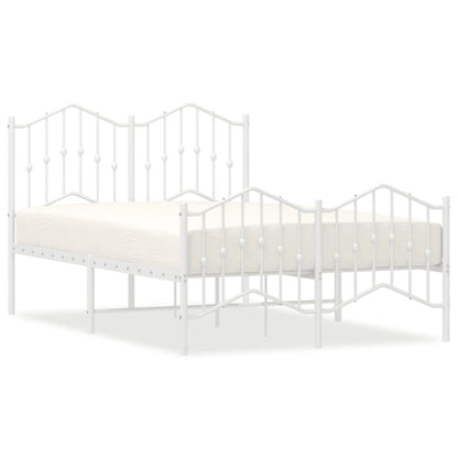 White Metal Bed Frame with Footboard, 120x200cm, No Mattress