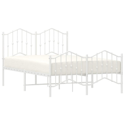 White Metal Bed Frame with Footboard, 120x200cm, No Mattress
