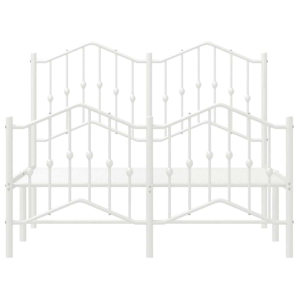 White Metal Bed Frame with Footboard, 120x200cm, No Mattress