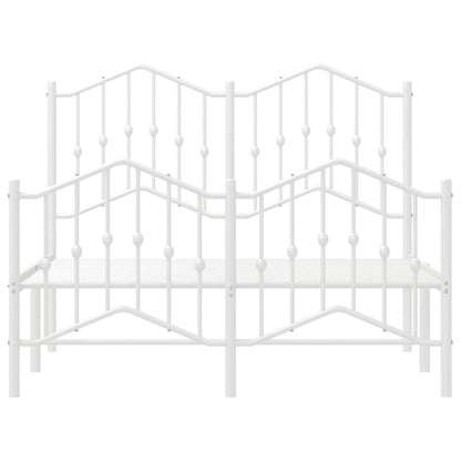 White Metal Bed Frame with Footboard, 120x200cm, No Mattress