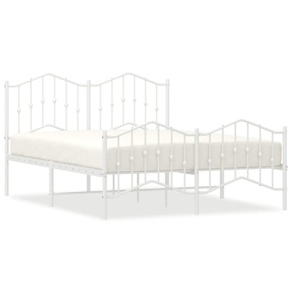 Elegant White Metal Bed Frame with Footboard 140x190cm