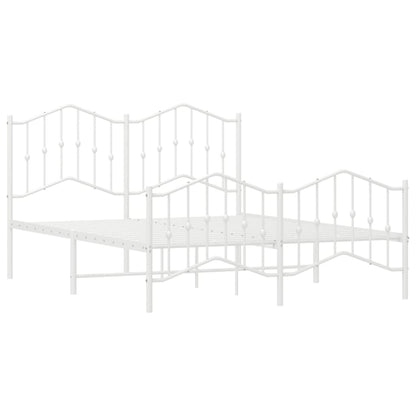 Elegant White Metal Bed Frame with Footboard 140x190cm