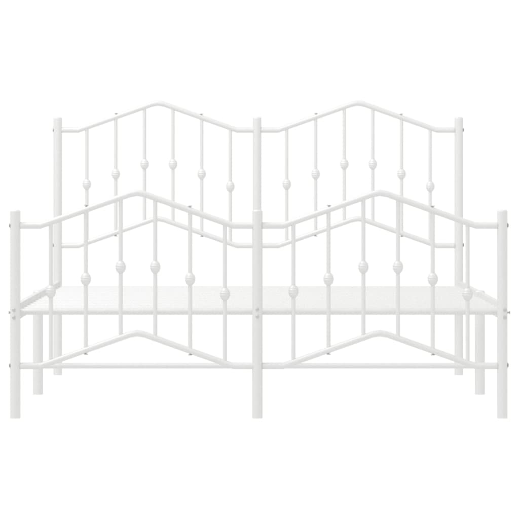 Elegant White Metal Bed Frame with Footboard 140x190cm