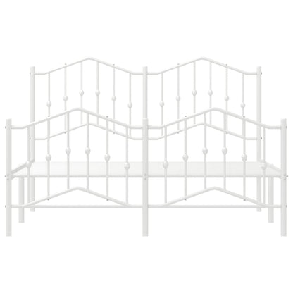 Elegant White Metal Bed Frame with Footboard 140x190cm