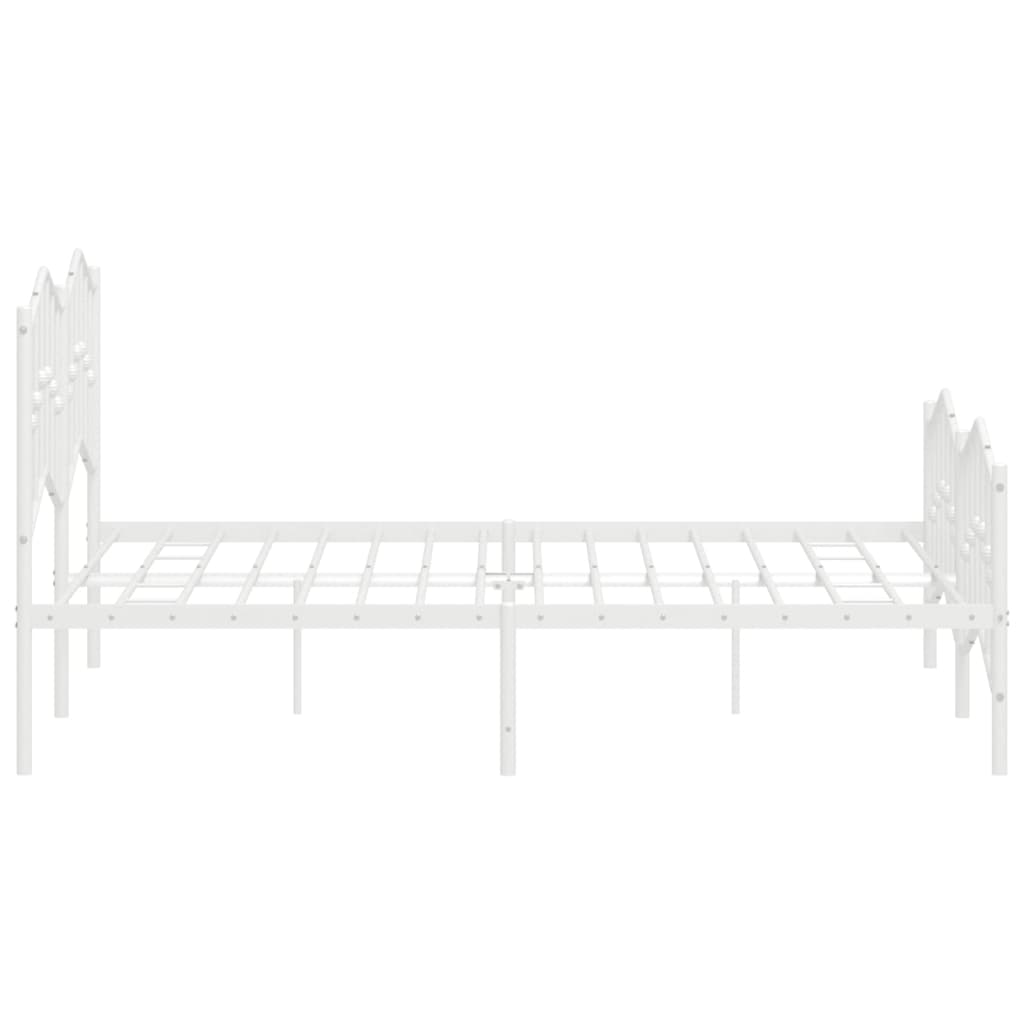 Elegant White Metal Bed Frame with Footboard 140x190cm