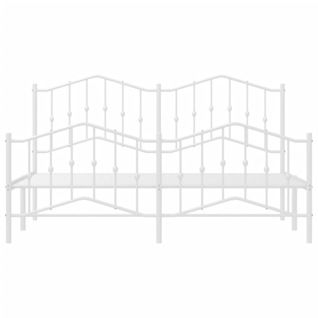 White Metal Bed Frame with Footboard, 160x200cm – No Mattress