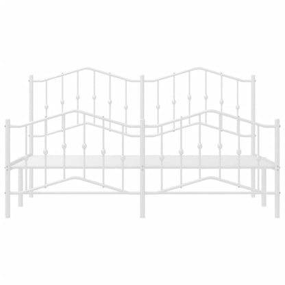 White Metal Bed Frame with Footboard, 160x200cm – No Mattress