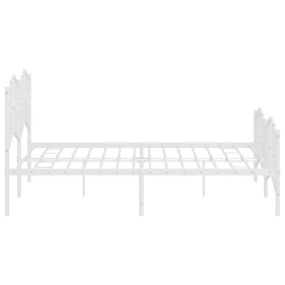 White Metal Bed Frame with Footboard, 160x200cm – No Mattress