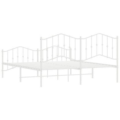 White Metal Bed Frame with Footboard, 160x200cm – No Mattress