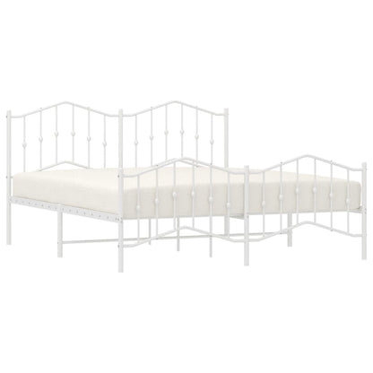 Elegant White Metal Bed Frame with Footboard, 183x213cm