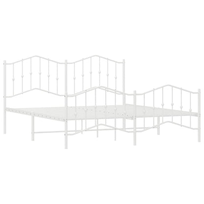Elegant White Metal Bed Frame with Footboard, 183x213cm
