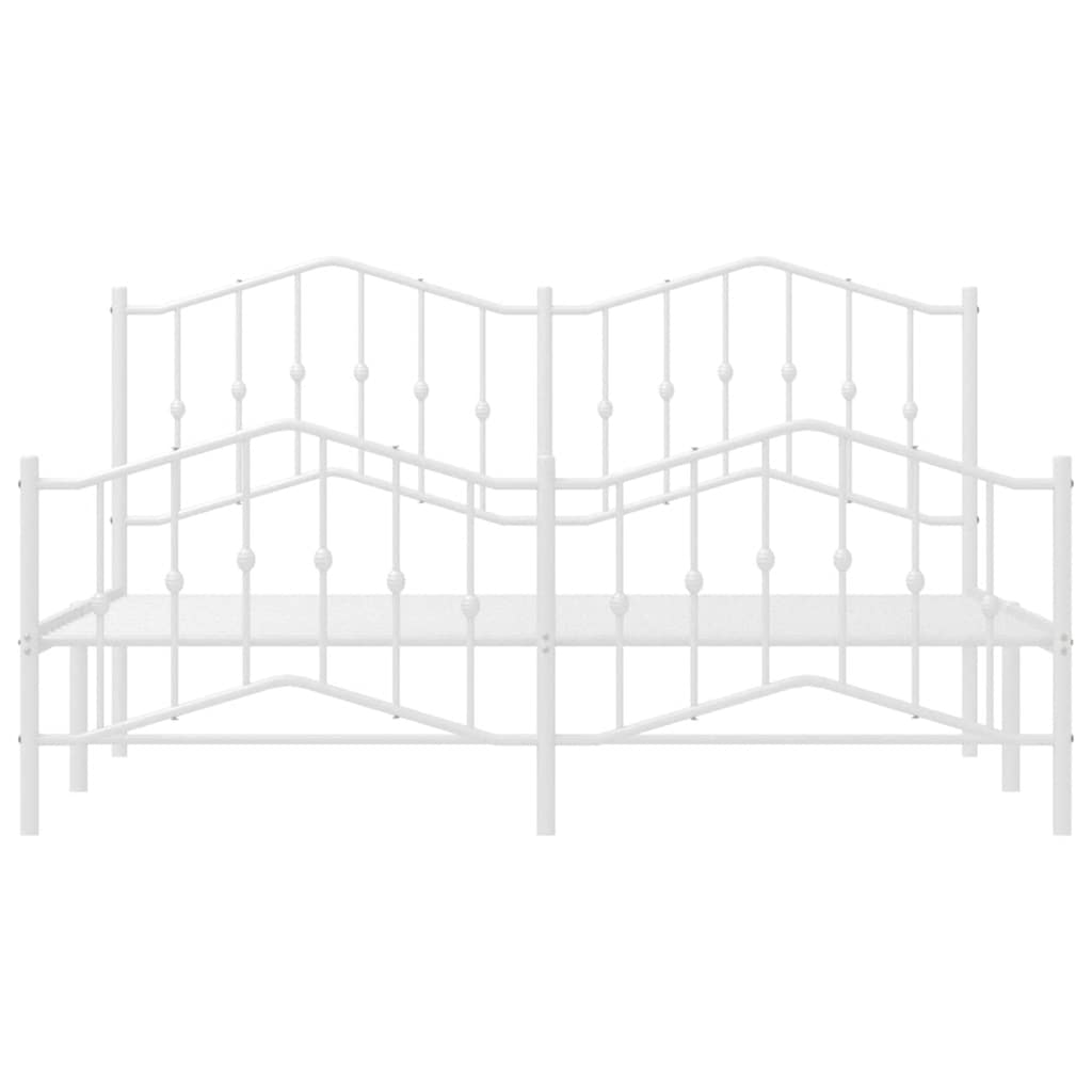 Elegant White Metal Bed Frame with Footboard, 183x213cm