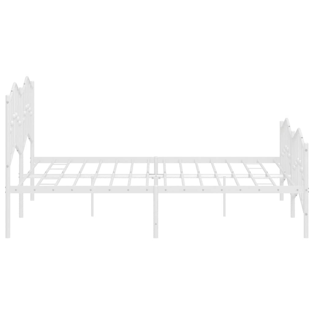 Elegant White Metal Bed Frame with Footboard, 183x213cm