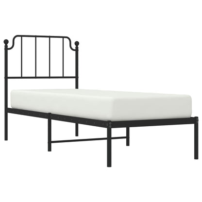 Black Metal Bed Frame with Headboard - 80x200 cm - No Mattress
