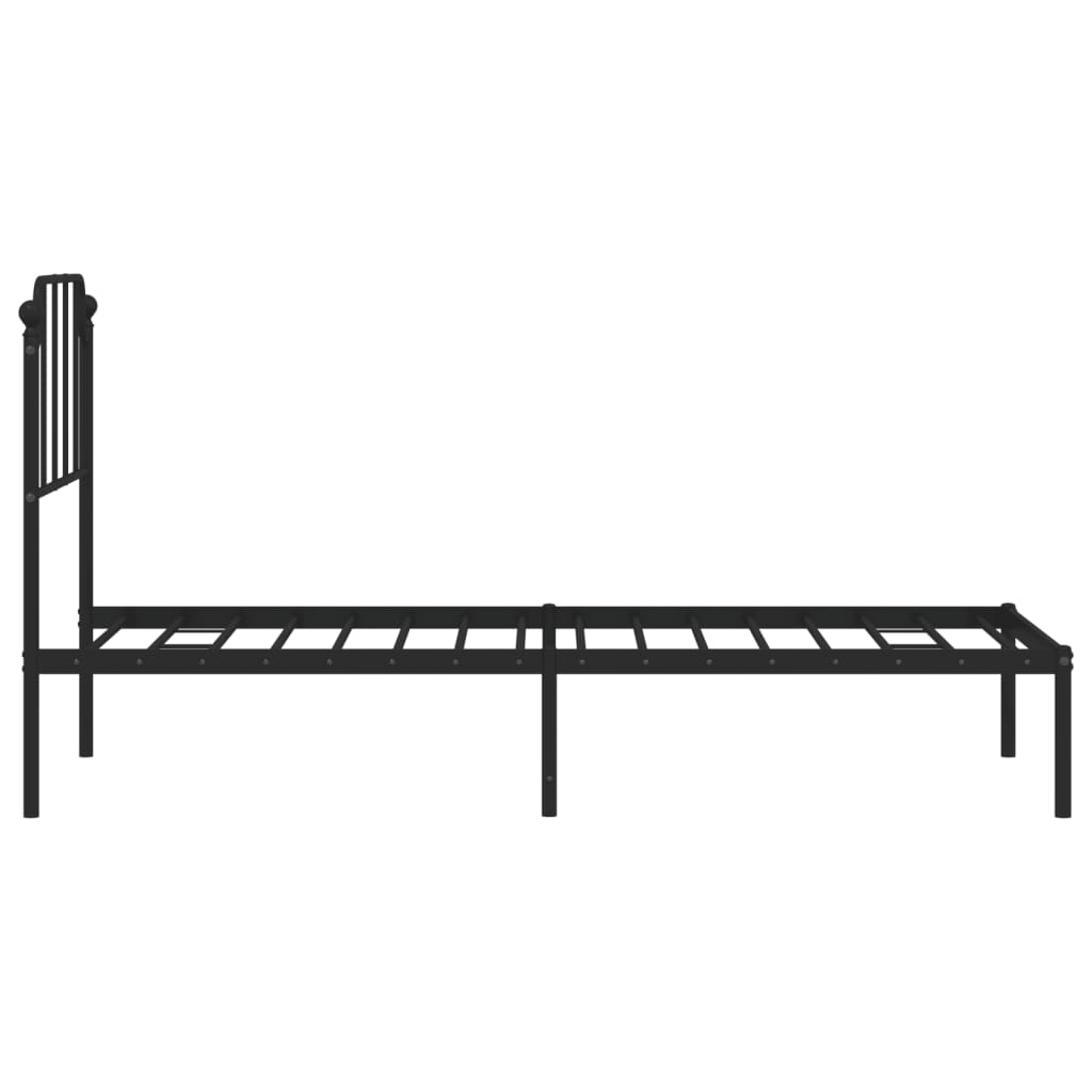 Black Metal Bed Frame with Headboard - 80x200 cm - No Mattress