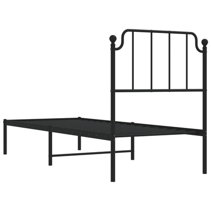 Black Metal Bed Frame with Headboard - 80x200 cm - No Mattress