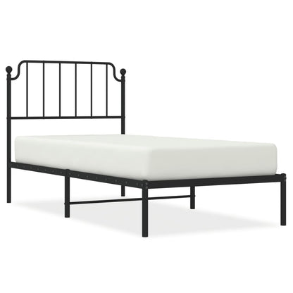 Black Metal Bed Frame with Headboard 90x190cm - No Mattress Included