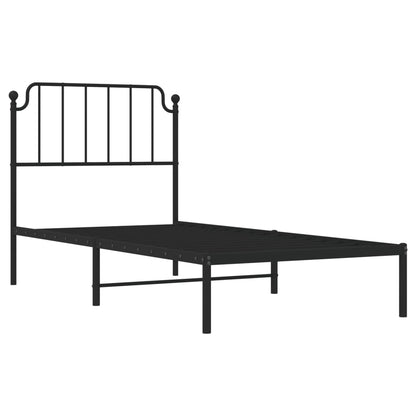 Black Metal Bed Frame with Headboard 90x190cm - No Mattress Included