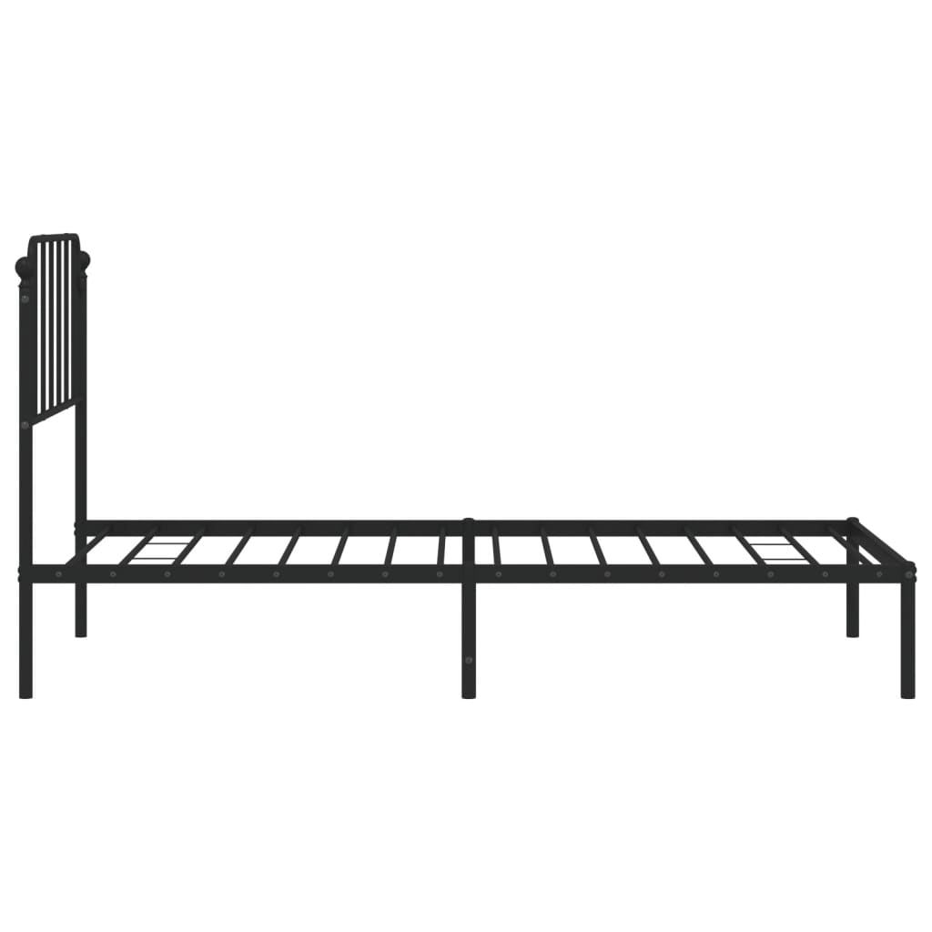 Black Metal Bed Frame with Headboard 90x190cm - No Mattress Included