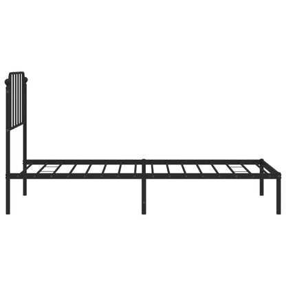 Black Metal Bed Frame with Headboard 90x190cm - No Mattress Included