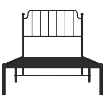 Metal Bed Frame without Mattress with Headboard Black 90x200cm