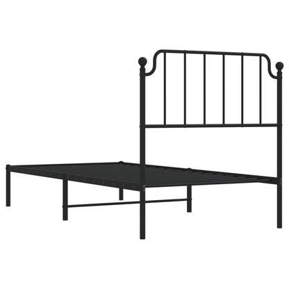 Metal Bed Frame without Mattress with Headboard Black 90x200cm