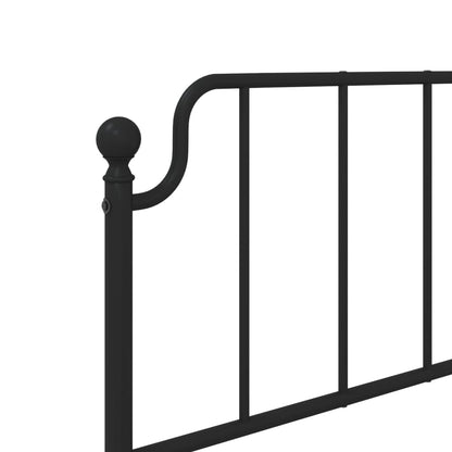 Metal Bed Frame without Mattress with Headboard Black 90x200cm