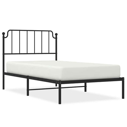 Sleek Black Metal Bed Frame with Headboard - 100x200cm