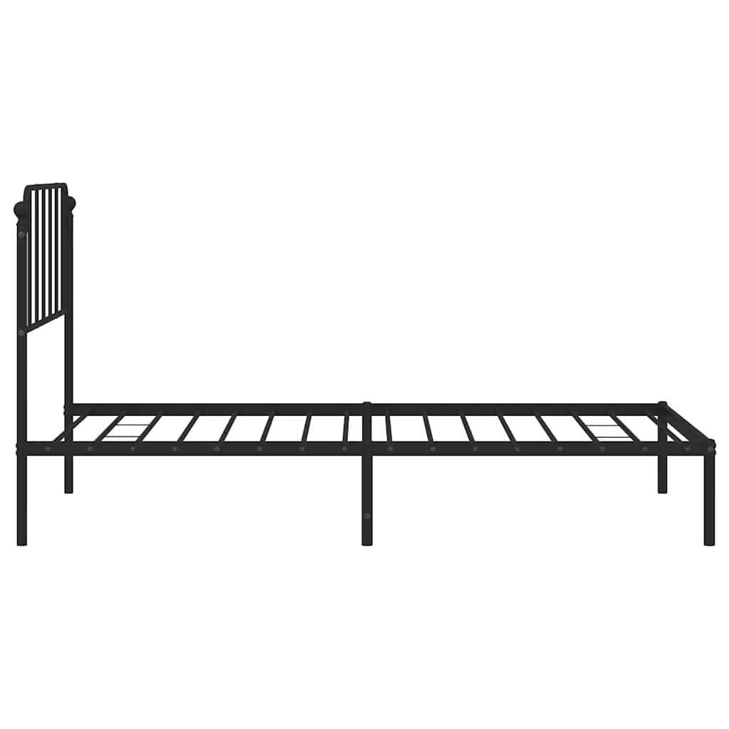Sleek Black Metal Bed Frame with Headboard - 100x200cm