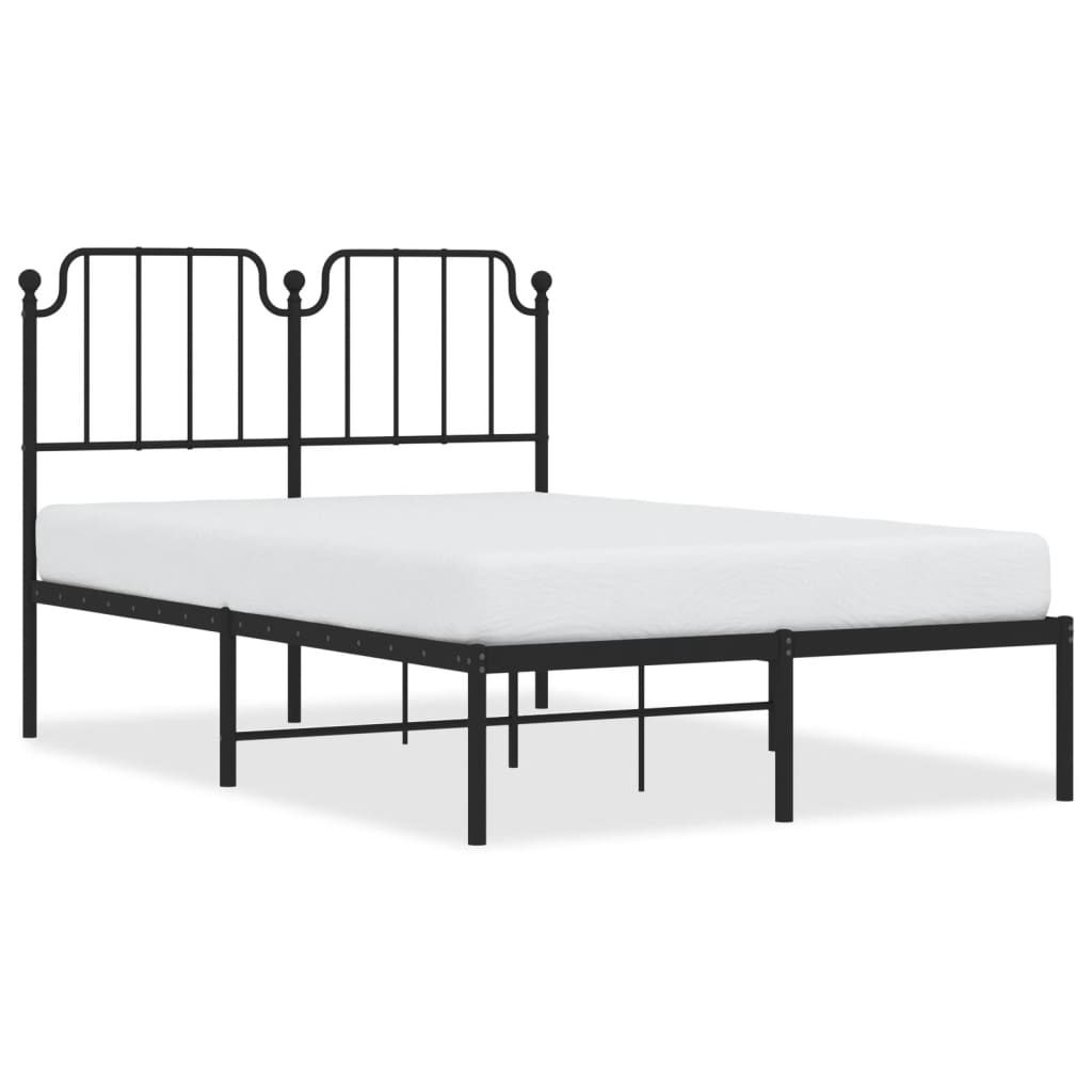 Black Metal Bed Frame with Headboard 120x190cm - No Mattress